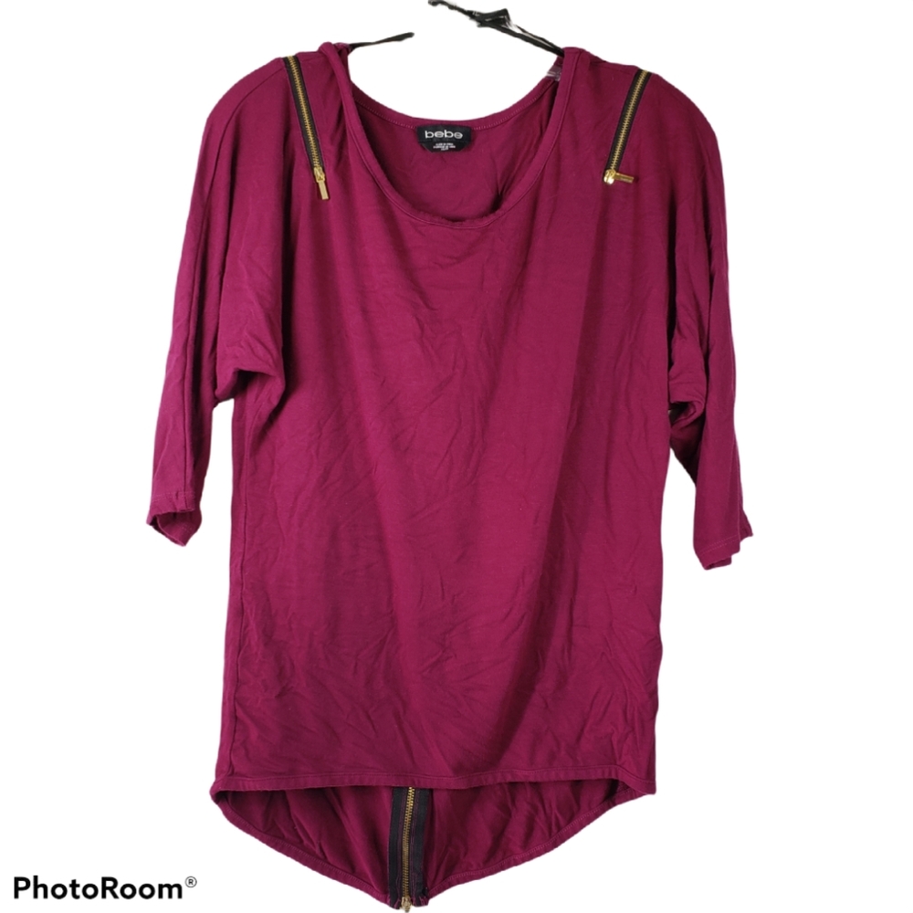 Bebe Zippered Cold Shoulder Top